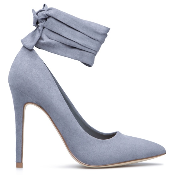 Shoe Dazzle Shoes - Dusty Blue Lace Up Pumps Stilettos